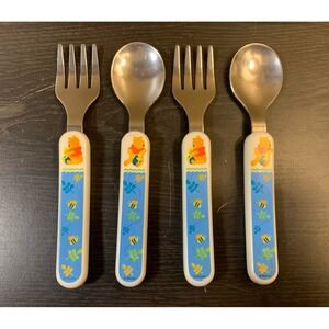 Vintage Winnie The Pooh Baby Spoon & Fork Sets The First Years Disney Bear Bees